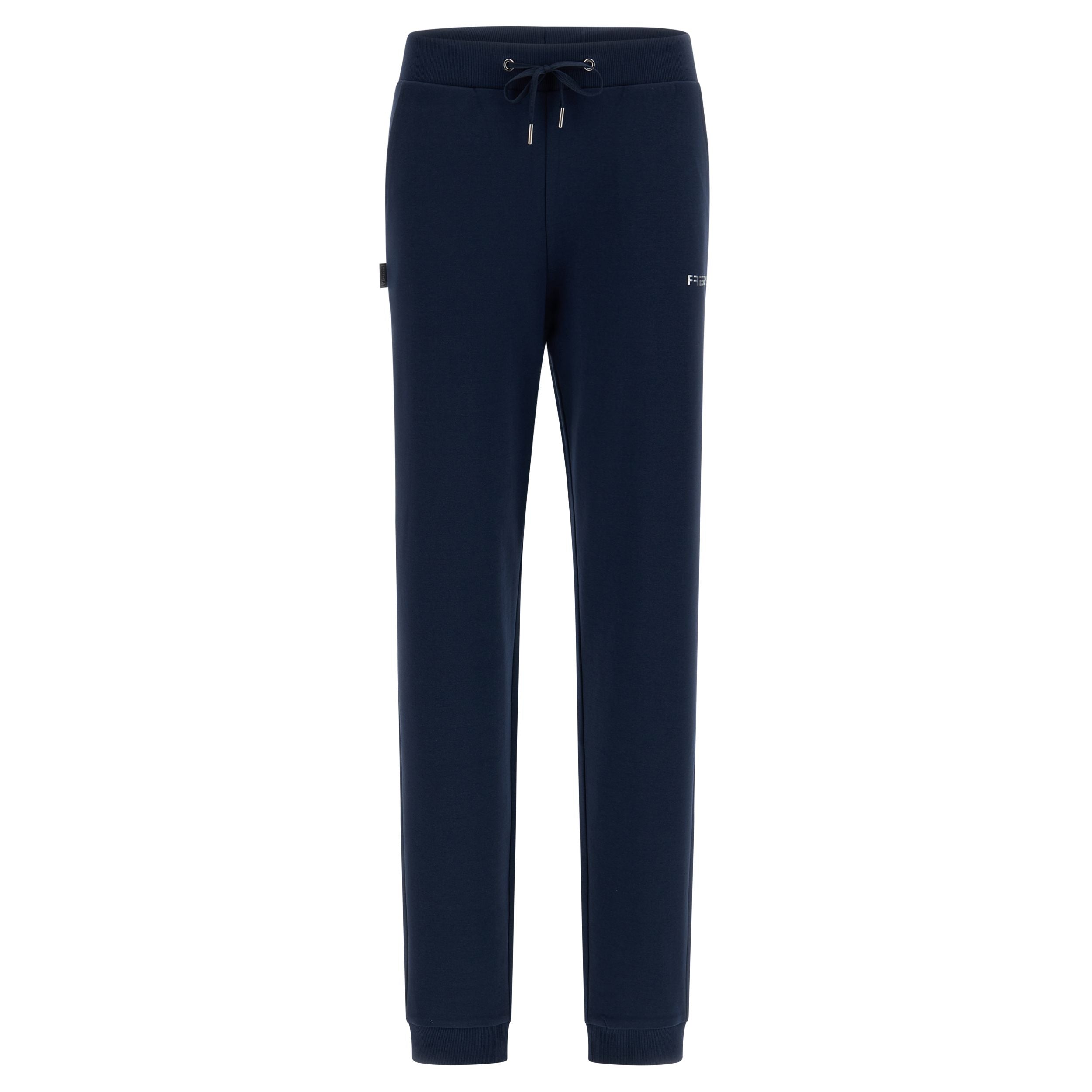 Freddy pantalone sportivo in interlock  con stampa in argento e fondo con polsino S3WBCP8 B94 blu navy