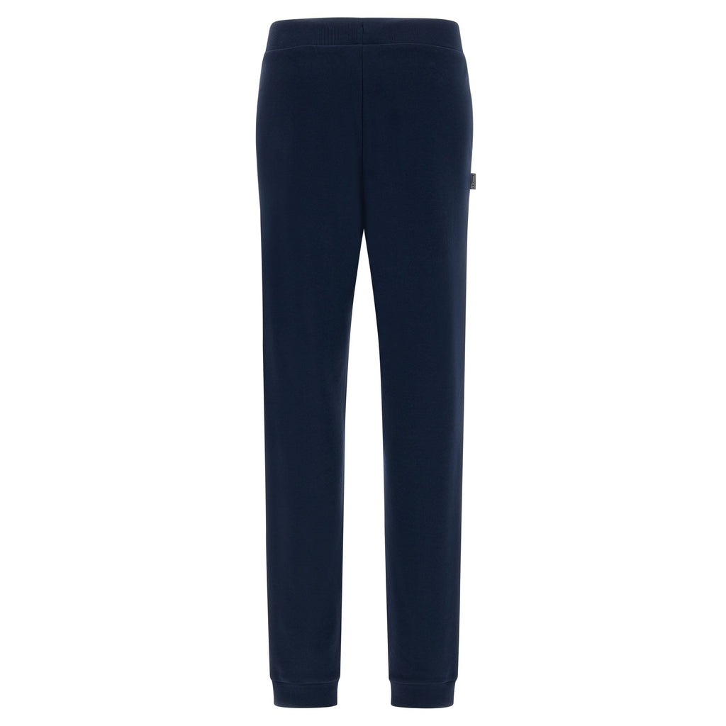 Freddy pantalone sportivo in interlock  con stampa in argento e fondo con polsino S3WBCP8 B94 blu navy