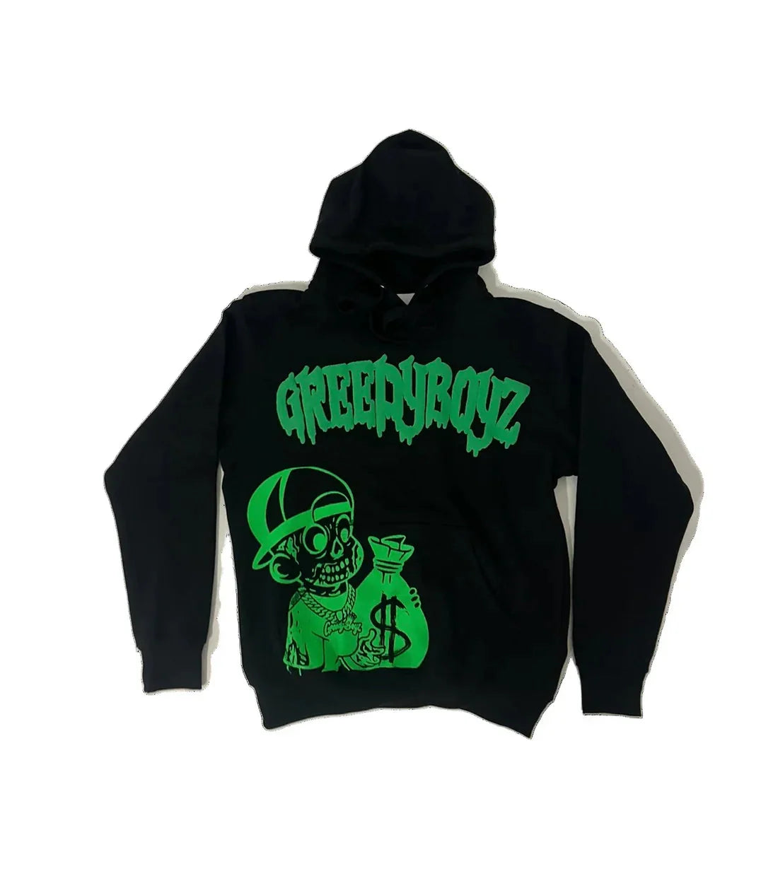 Street Hip Hop Style Money Skull Print Men Hoodie Set Black Bold Print Oversized Fashionable Versatile Hoodie Streetwear Fashion
