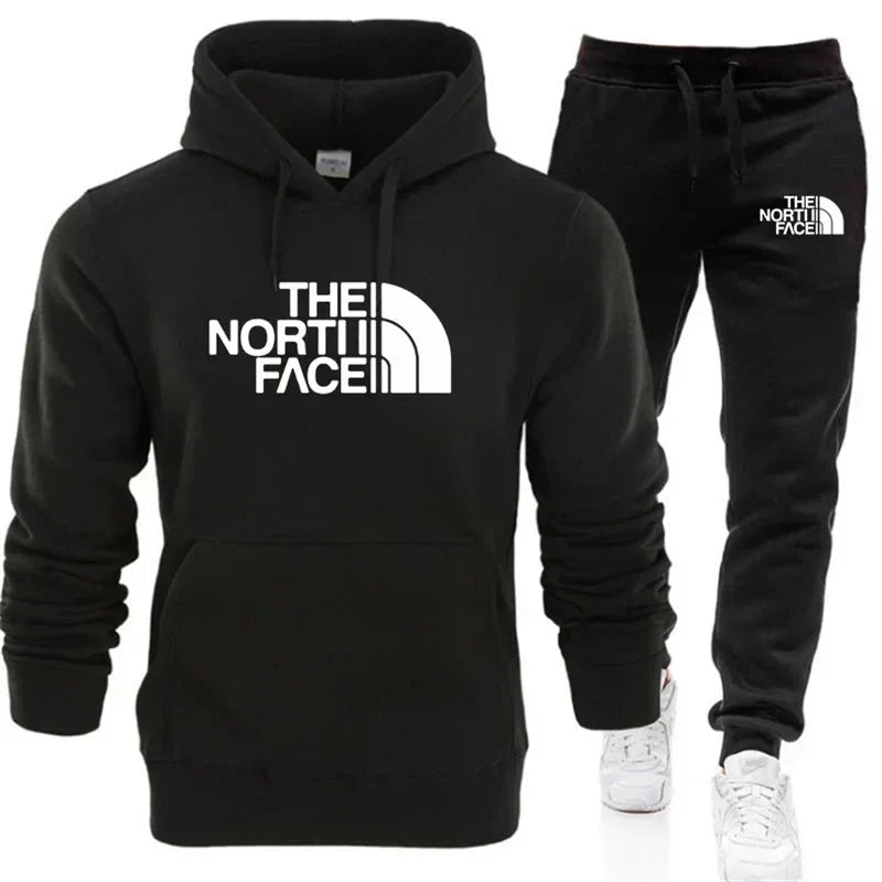 2025 Men's Autumn/Winter Fashion Printed Casual Two Piece Hooded Sports Shirt and Pocket Pants Regular Fit Outdoor Sports Set