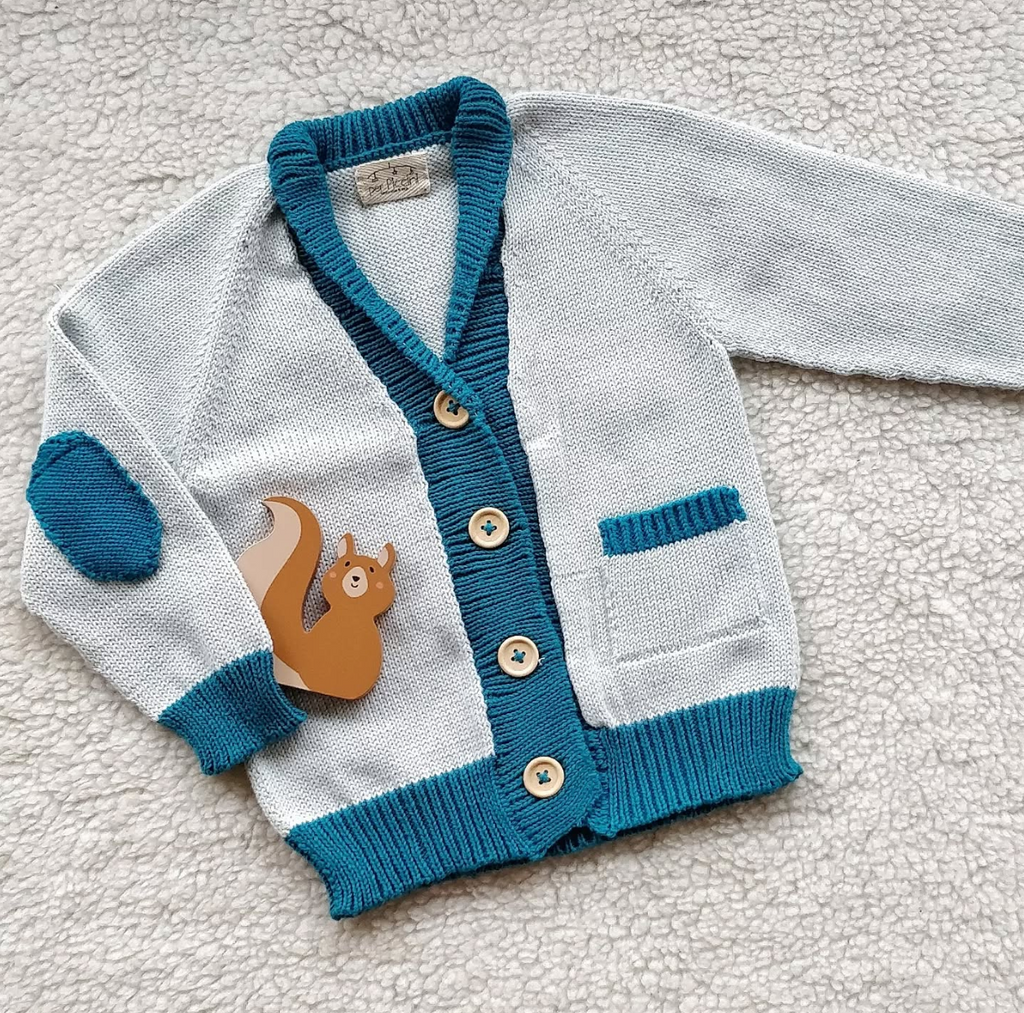 Cardigan Mini Gentleman neonato in cotone con taschina