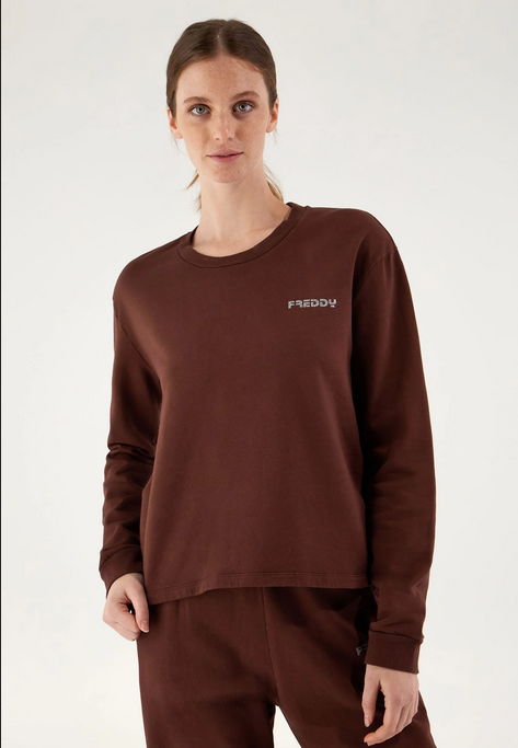Freddy Felpa cropped a girocollo comfort tinta in capo JOYC024X Z40X moonbeam direct dyed