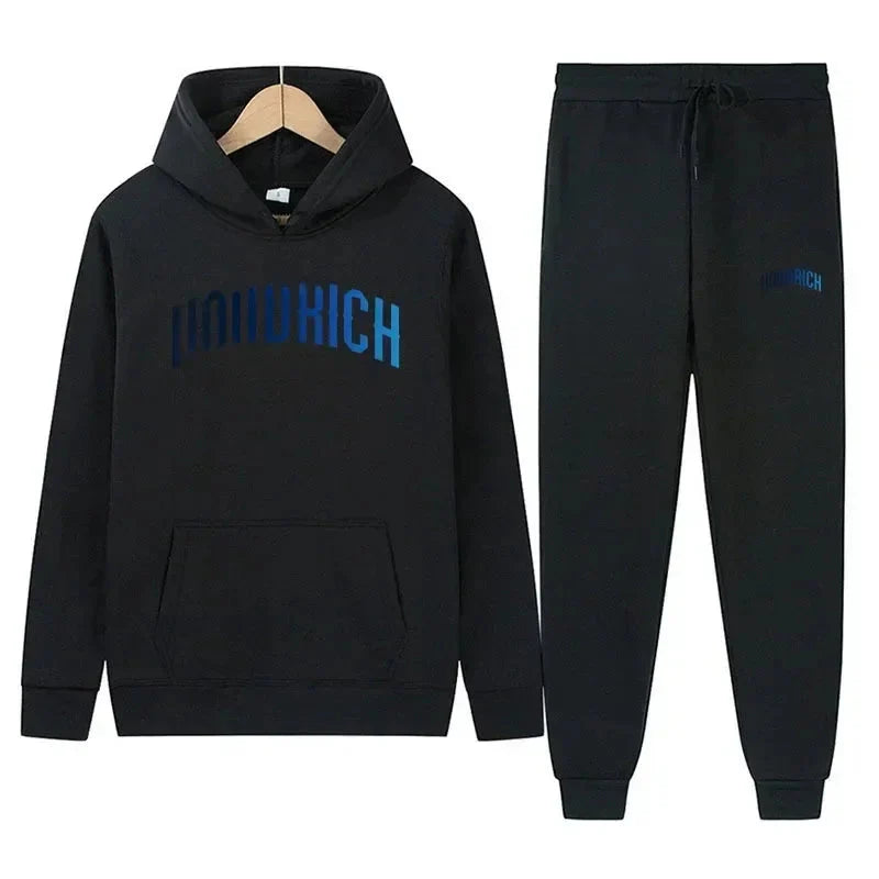 2025 Autumn/Winter Men's and Women's Letter-Printed Sporty Sweatshirt Set - Classic, Retro, Comfortable and Versatile