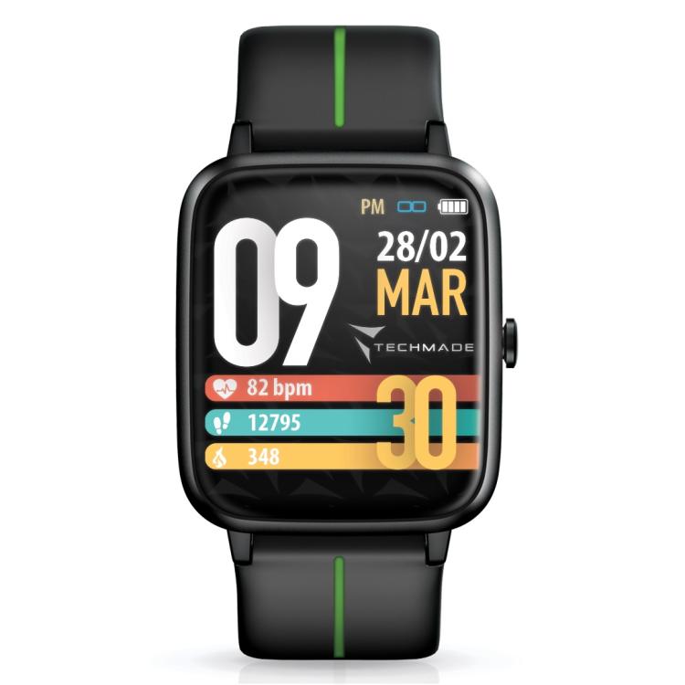 Techmade Smartwatch Move Bluetooth Gps Integrato Sport Impermeabile Black/Green