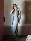 Cashmere Mix Boat Neck Sleeveless Dress (3D-Knit)