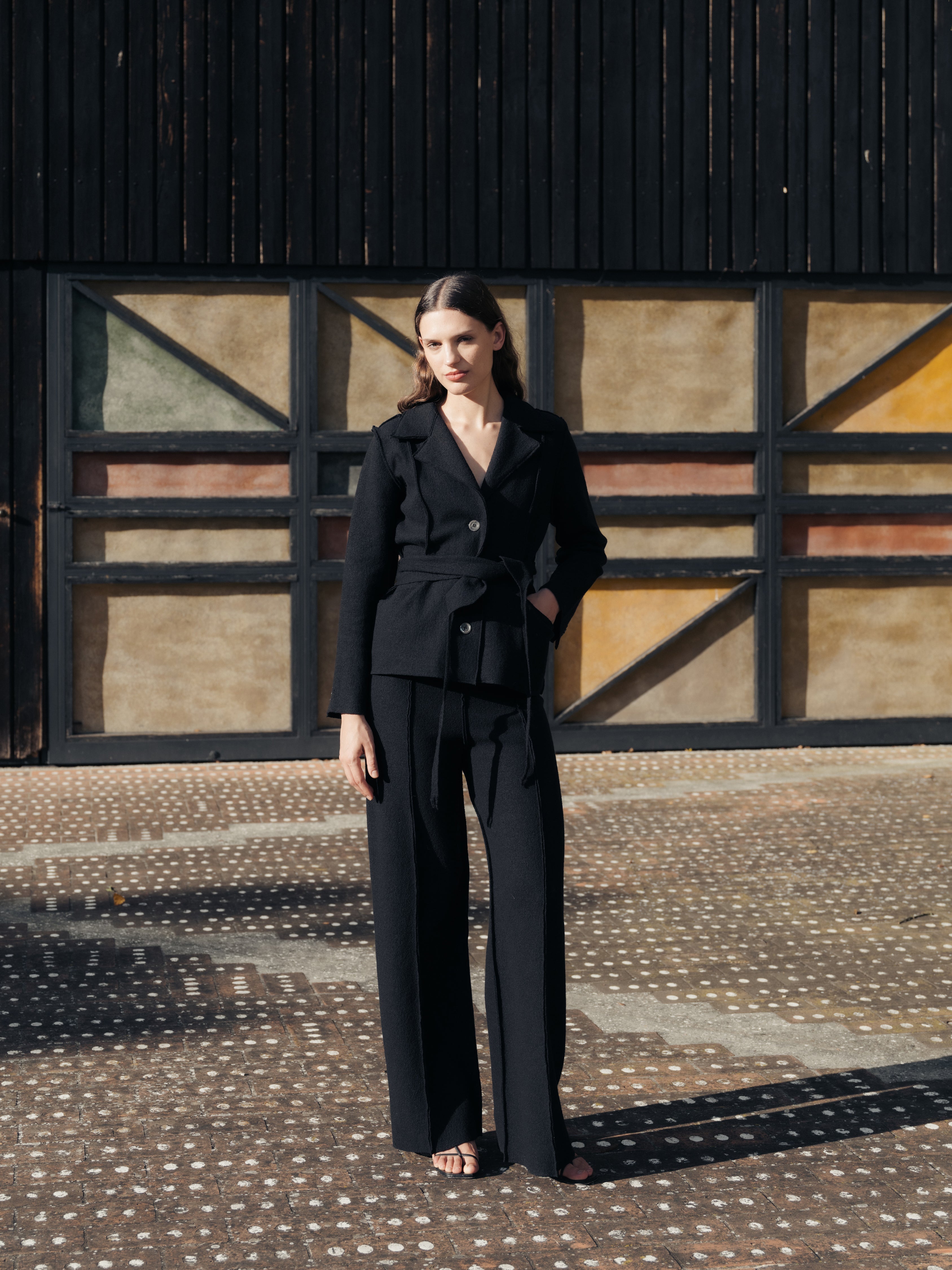 Boiled Wool Bootcut Trousers