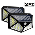 2 APPLIQUE 100LED LAMPADA ESTERNO PANNELLO SOLARE SENSORE MOVIMENTO CREPUSCOLARE