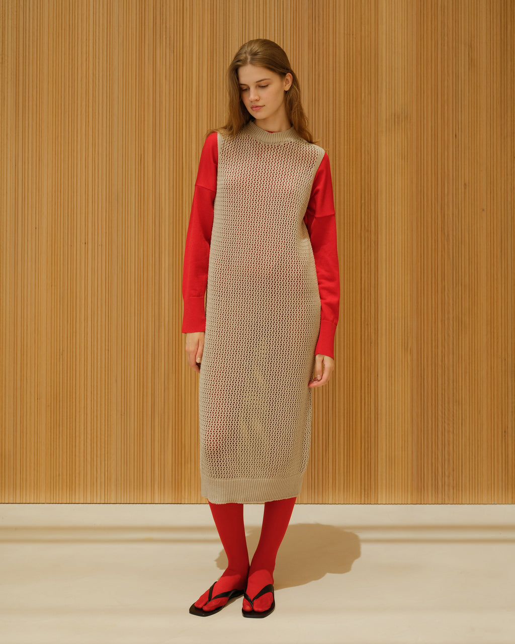 Fine Cotton Sleeveless Crochet Dress (3D-Knit)