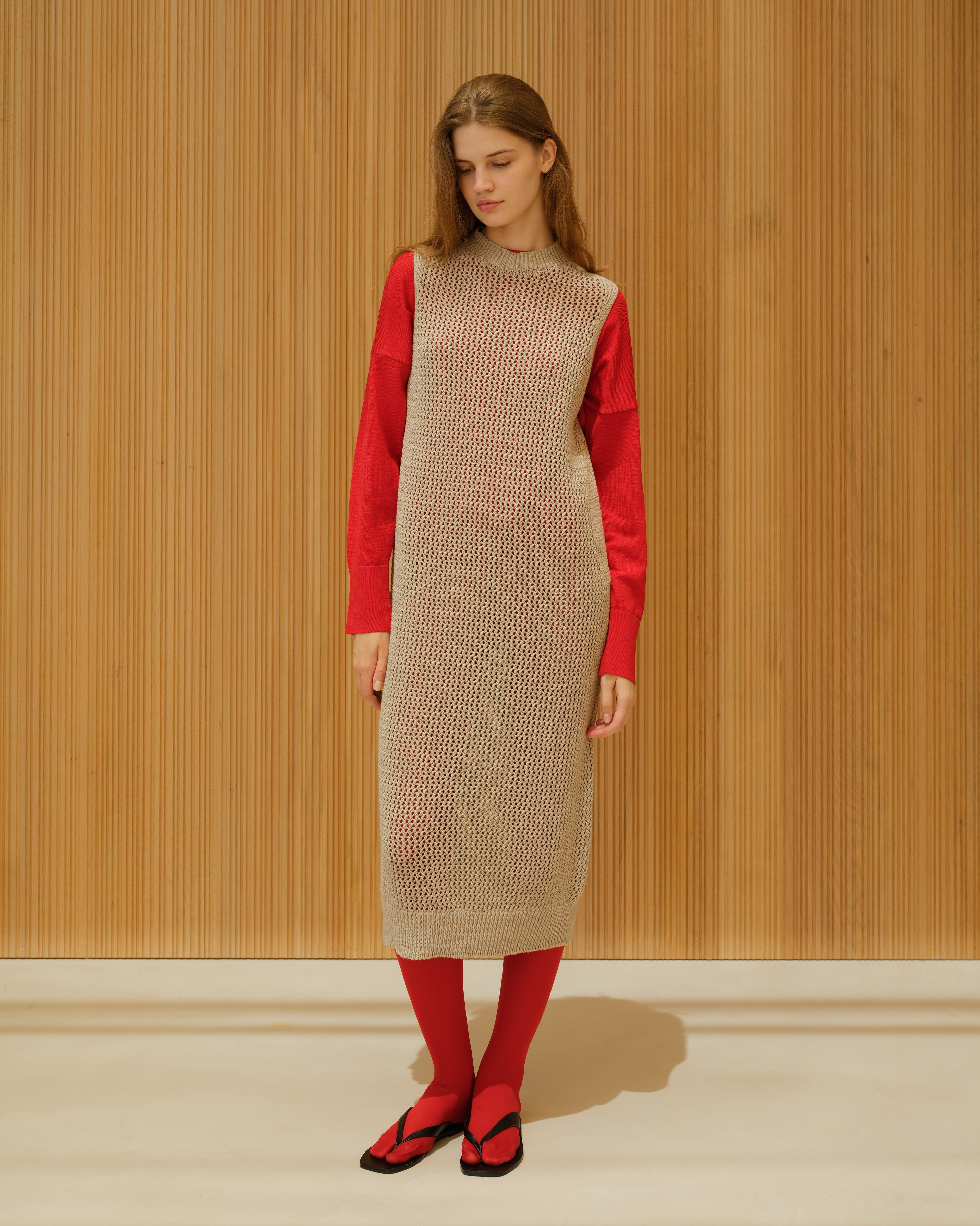 Fine Cotton Sleeveless Crochet Dress (3D-Knit)
