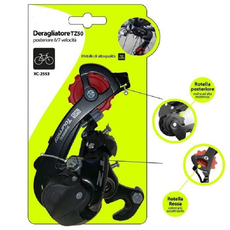 Deragliatore Posteriore Tz50 Bicicletta Per Cambio Shimano Tourney Bici 6/7 Mtb