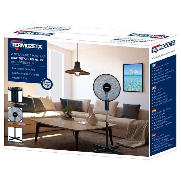 Termozeta Windzeta Plus Ventilatore A Piantana Colonna Da Terra 5 Pale 45W Ø41Cm