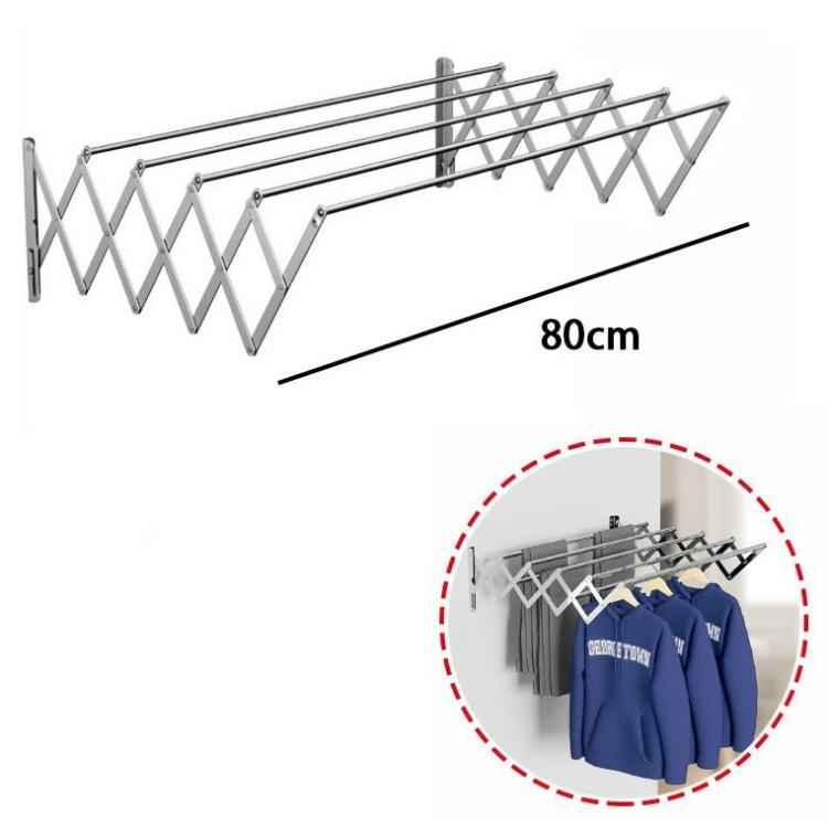 Stendibiancheria a Parete Estensibile Stendino Balcone Da Esterno o Bagno 80 cm