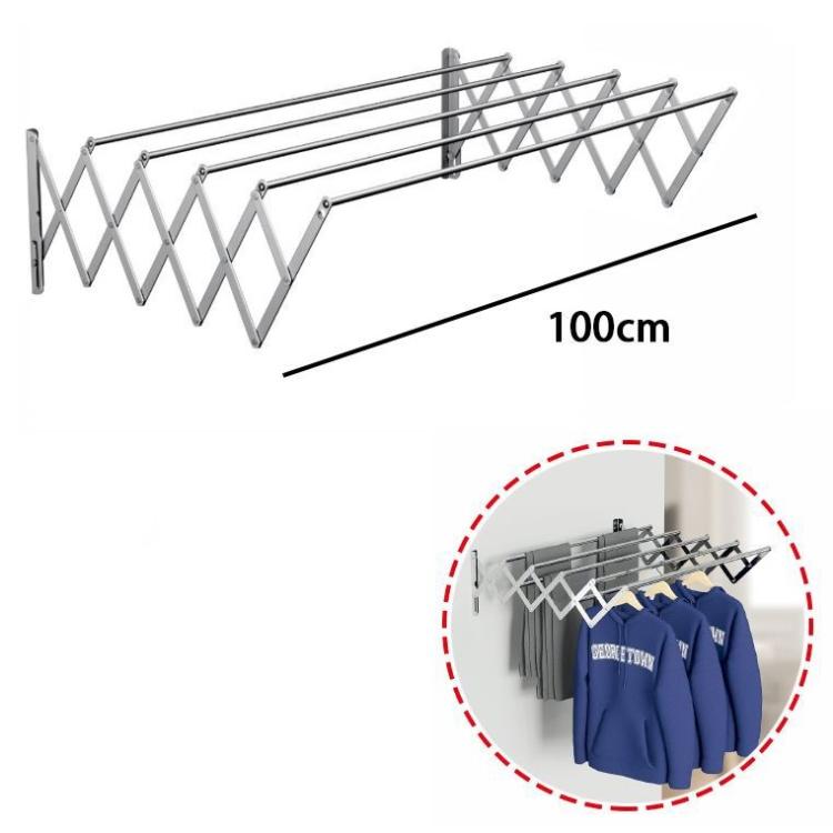Stendibiancheria a Parete Estensibile Stendino Balcone Da Esterno o Bagno 100 cm