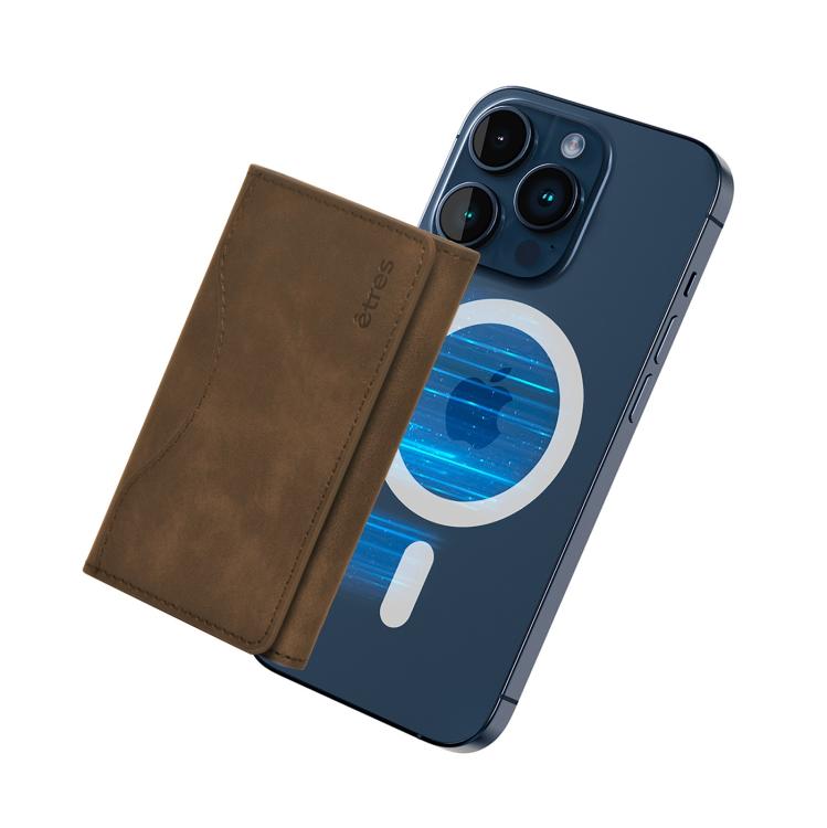 Etres Smart Wallet Portafoglio Slim Porta Carte Di Credito Iphone Mag Safe Brown