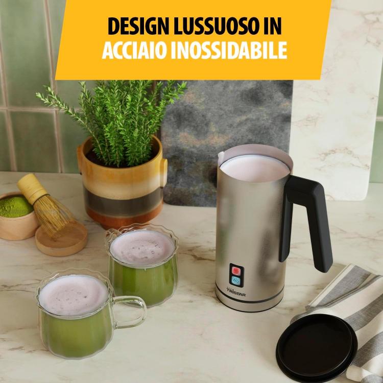 Tristar Montalatte Elettrico Cappuccinatore Schiumatore Latte Caldo/Freddo Inox