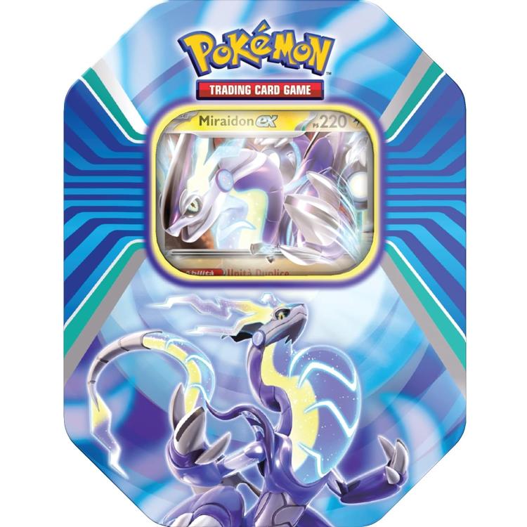 Pokemon Tin: "Leggende Di Paldea" Tcg Gcc Gioco Carte Koraidon/Miraidon (Random)