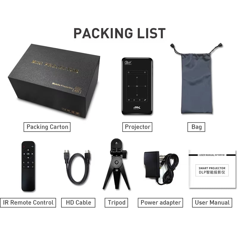 Smartidea 3D HD Handheld DLP Projector Android 9.0 5G Wifi BT 4.1 Pico Pocket Mini Proyector HD Portable Beamer Miracast Airplay