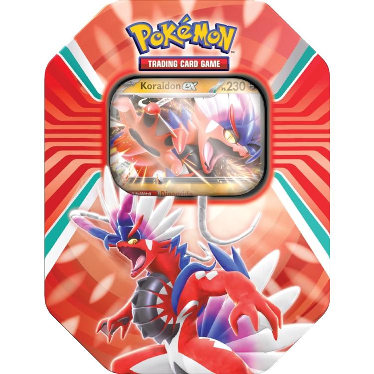 Pokemon Tin: "Leggende Di Paldea" Tcg Gcc Gioco Carte Koraidon/Miraidon (Random)