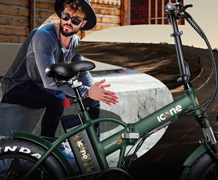 BICICLETTA ELETTRICA FAT-BIKE PIEGHEVOLE A PEDALATA ASSISTITA 20" 250W ICON.E V