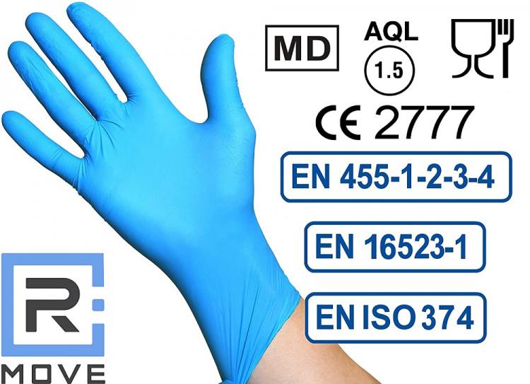 100 Guanti Monouso In Nitrile Blu Senza Polvere/Lattice Uso Medico E Alimenti S