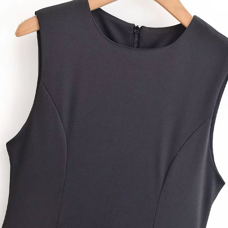 ZATRHMBM 2026 New Spring/Autumn Women'S Fashion Balloon Effect Dress, Retro Casual Sleeveless Elegant Women'S Dress
