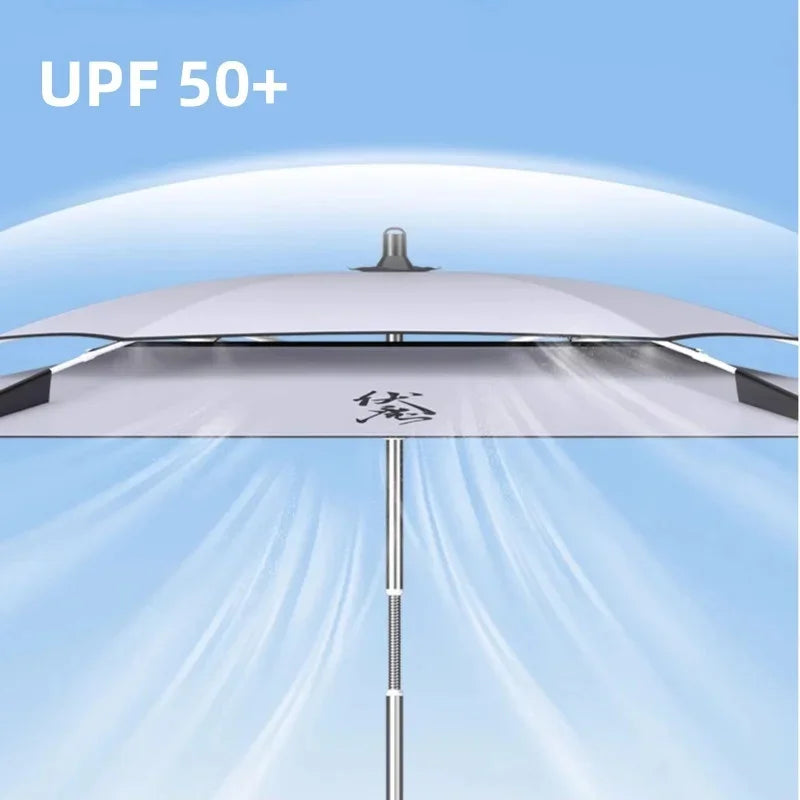 2.2-2.4M New Fishing Parasol Innovatively Octagonal Fishing Umbrella Stainless Steel Rod Beach Large Parasol Backyard Umbrella