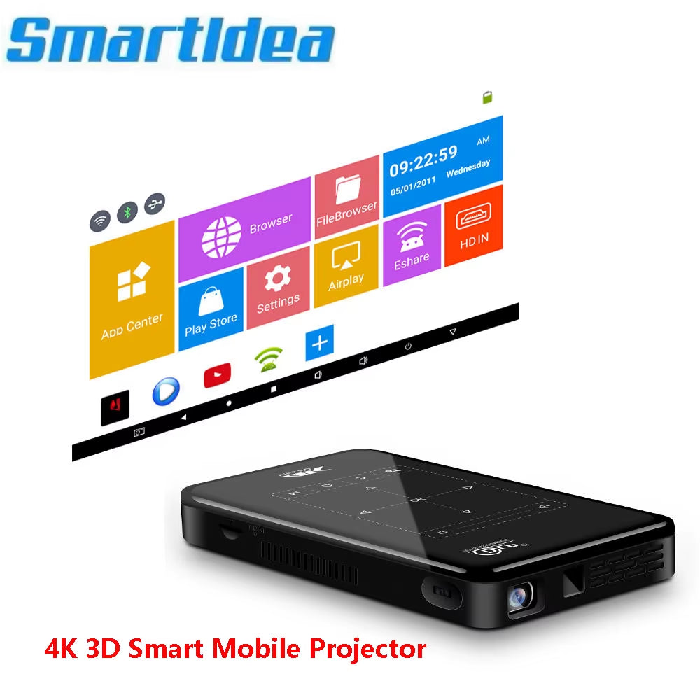 Smartidea 3D HD Handheld DLP Projector Android 9.0 5G Wifi BT 4.1 Pico Pocket Mini Proyector HD Portable Beamer Miracast Airplay