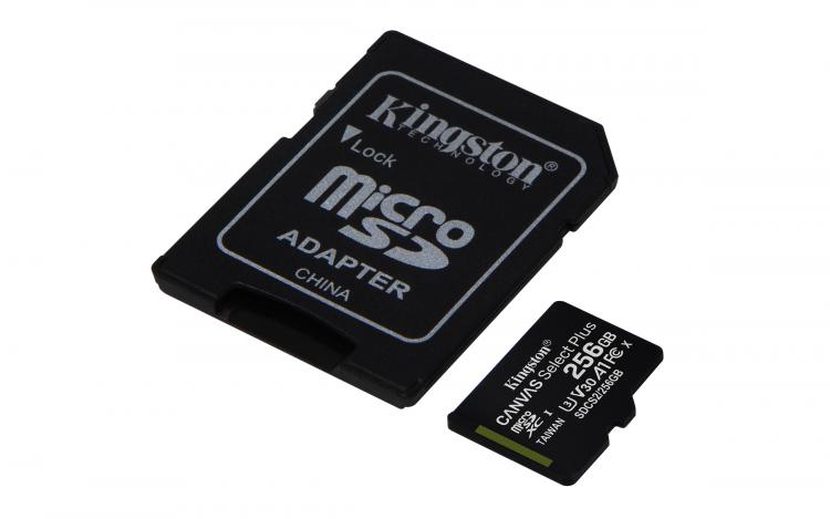 Kingston Micro Sd 256Gb + Adattatore Canvas Plus Sdcs2 Classe 10 100Mb/S