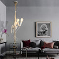 Lampadario Sospensione Scimmia Bianca Su Corda Canapa E27 Applique Pendente |B46