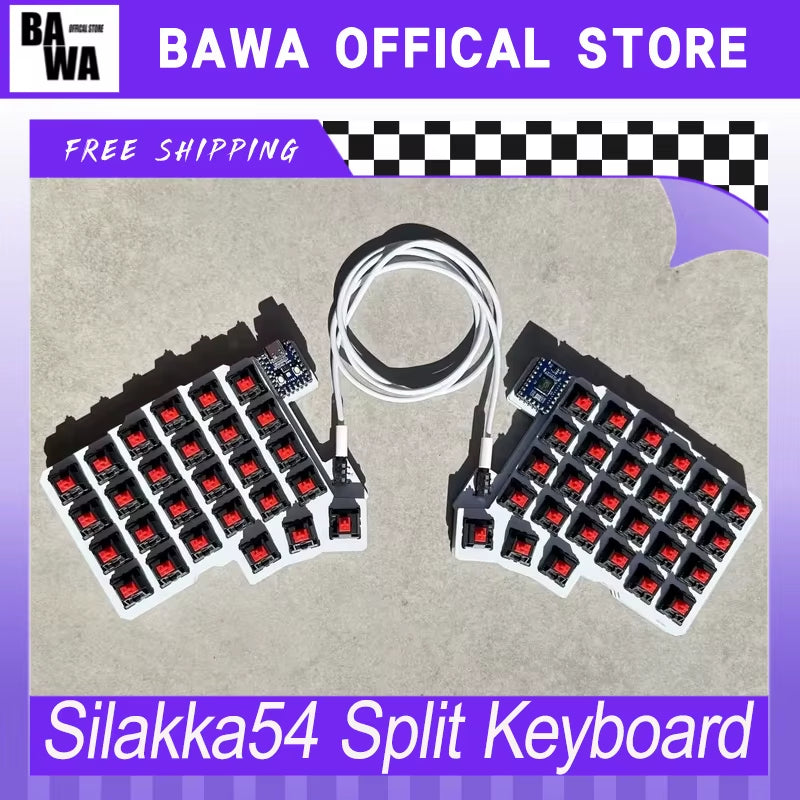 Silakka54 Split Keyboard Wired Hot Swap Support QMK/VIAL Keyboard Ergonomics Rp2040Zero Customized PC Gamer Accessories
