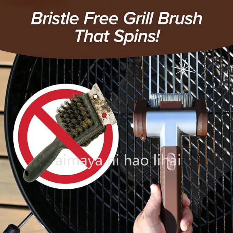 Stainless Steel Roller BBQ Brush Charging with Light Bristle-Free Special Food Grade Cleaner Brush