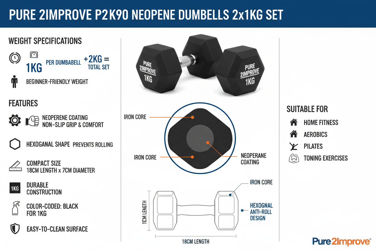 Manubri Neoprene Pure 2Improve 2x1kg P2I201390 - Set Nero