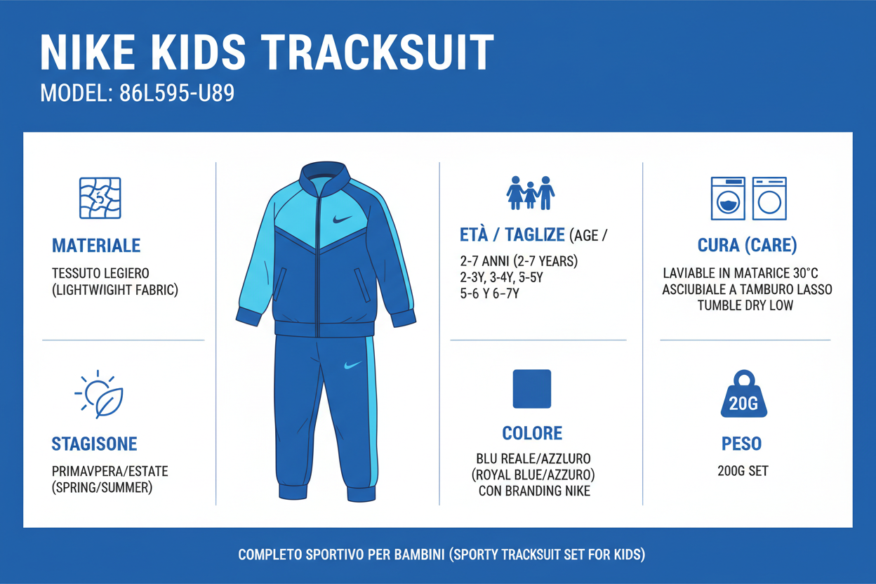 Nike Tuta Sportiva Bambino 86L595-U89 Royal Blu