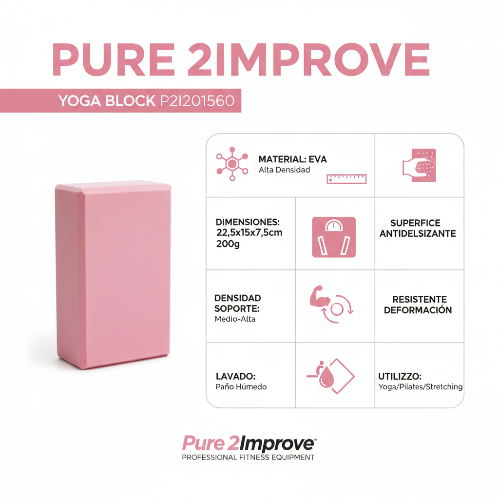 Pure 2Improve Yoga Brick P2I201560 Mattoncino Yoga EVA Rosa