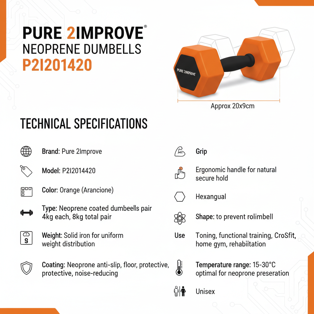 Pure 2Improve Manubri Neoprene 2x4kg P2I201420 Arancione