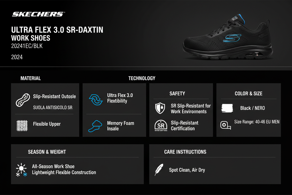 Skechers Ultra Flex 3.0 SR-Daxtin 20241EC/BLK Nero Antiscivolo