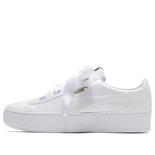 Puma scarpa sneakers con zeppa da donna Vikky Platform Ribbon 366419 02 bianco
