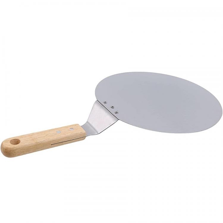 Spatola Per Pizza Manico Di Legno Pala Rotondo Paletta Acciaio Forno 44X25.5Cm