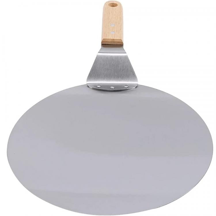 Spatola Per Pizza Manico Di Legno Pala Rotondo Paletta Acciaio Forno 44X25.5Cm