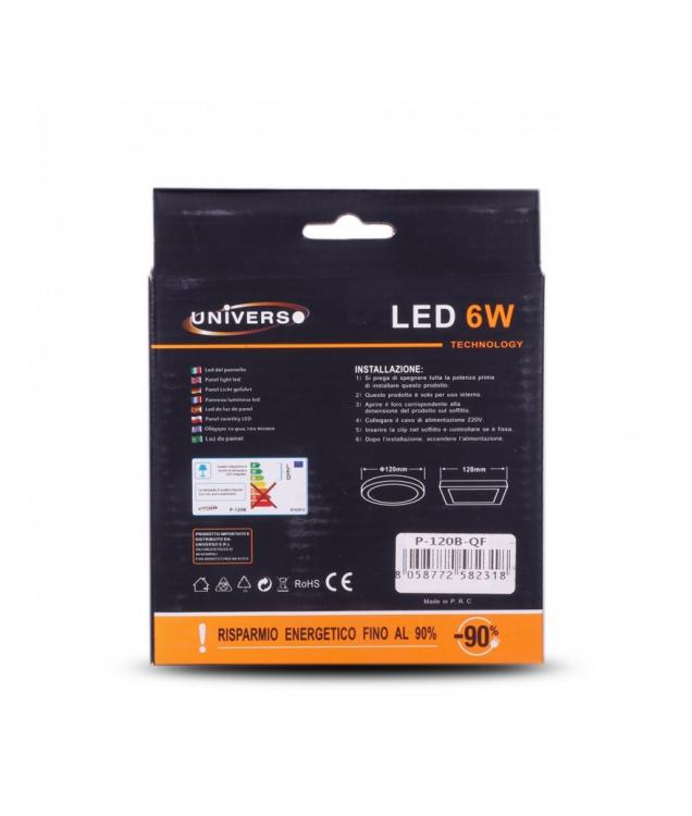 Plafoniera Esterno Led Faretto Faro Pannello Rotondo 6W-Luce Bianca Fredda 6500K