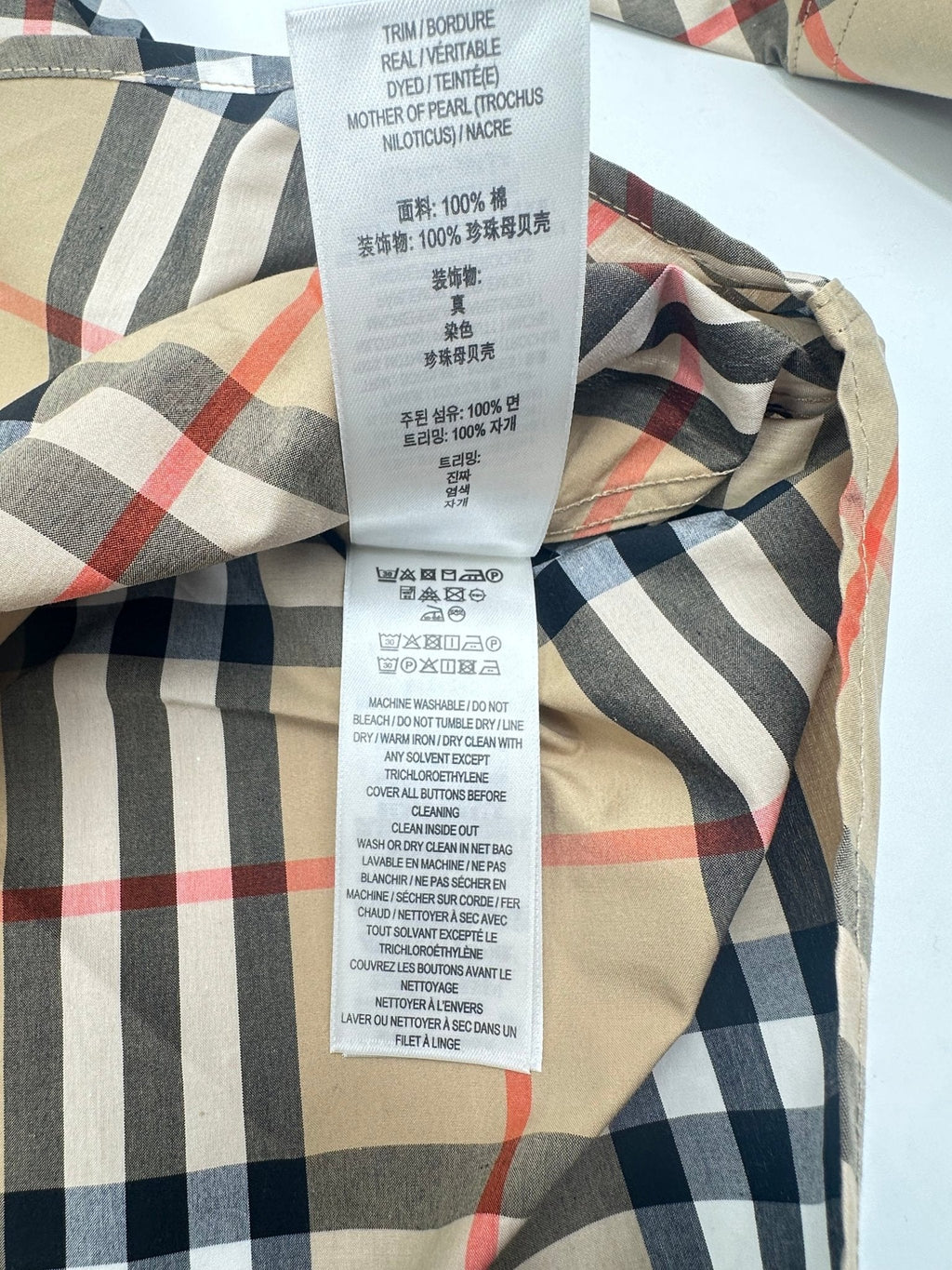 Burberry Camicia Check Cotton Beige – Taglia L – Nuova con Cartellino