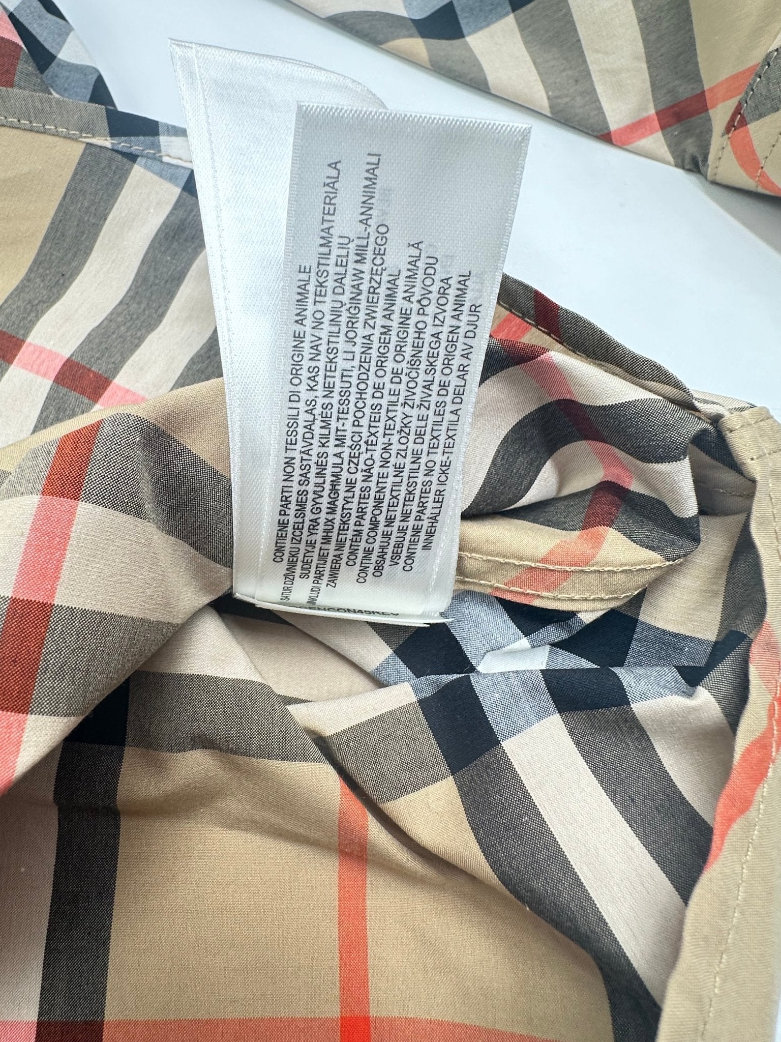 Burberry Camicia Check Cotton Beige – Taglia L – Nuova con Cartellino