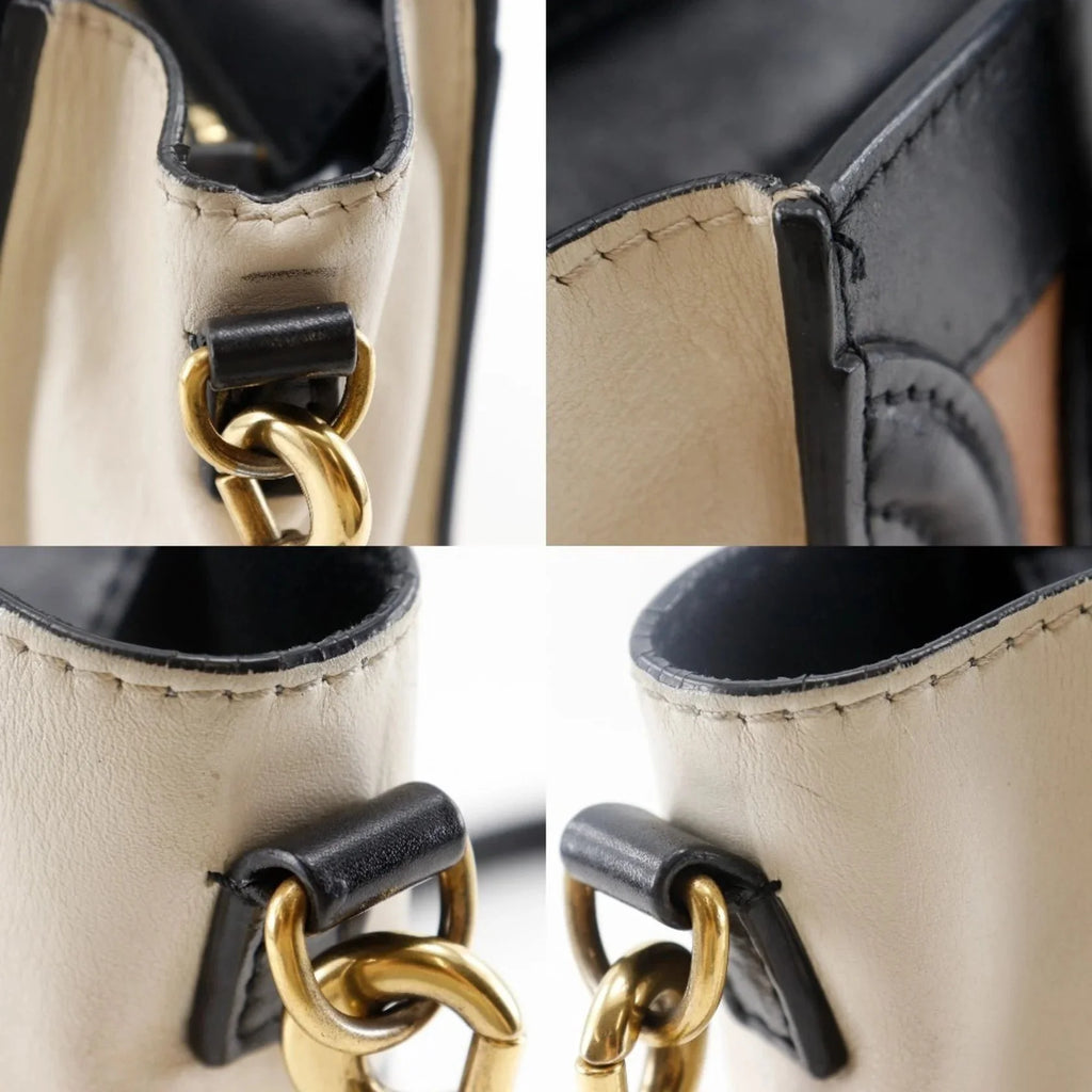 Céline Nano Luggage in Pelle Tricolore – Nero, Marrone e Bianco Sporco