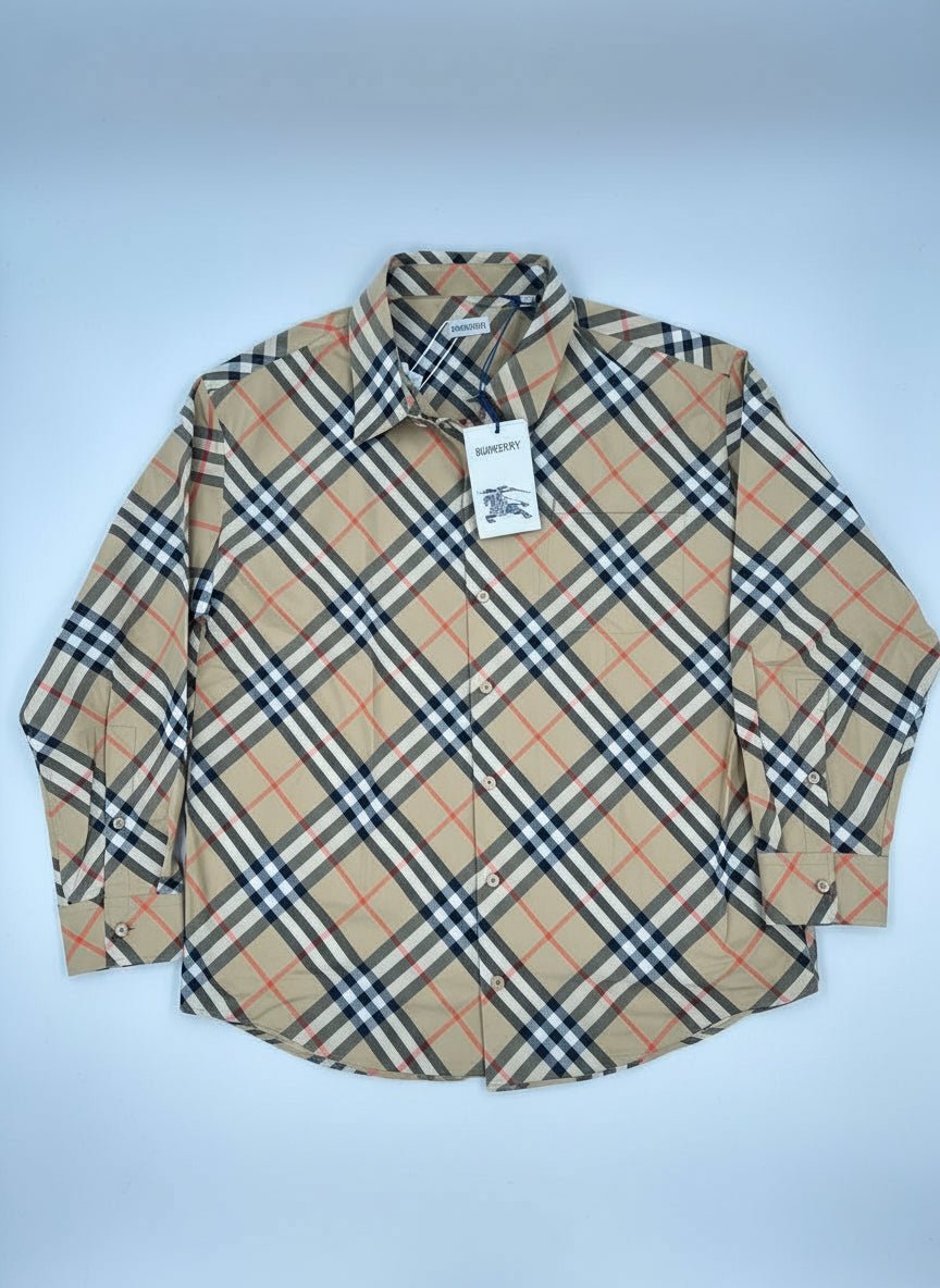 Burberry Camicia Check Cotton Beige – Taglia L – Nuova con Cartellino