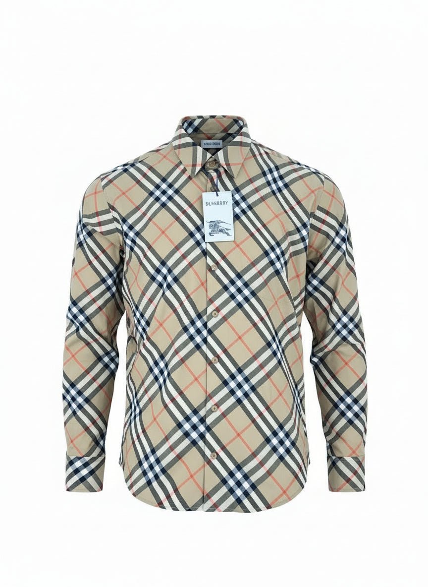 Burberry Camicia Check Cotton Beige – Taglia L – Nuova con Cartellino