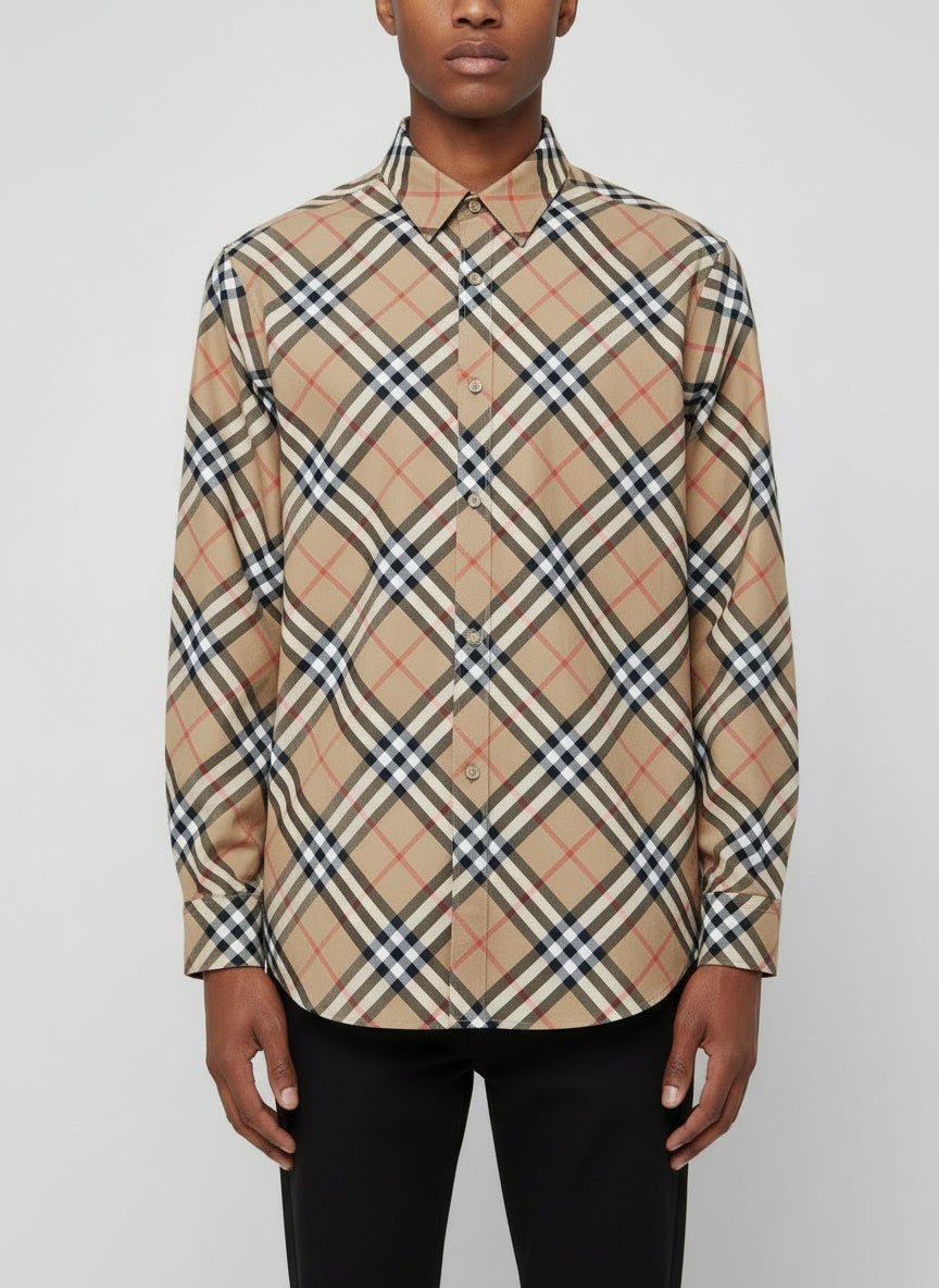 Burberry Camicia Check Cotton Beige – Taglia L – Nuova con Cartellino