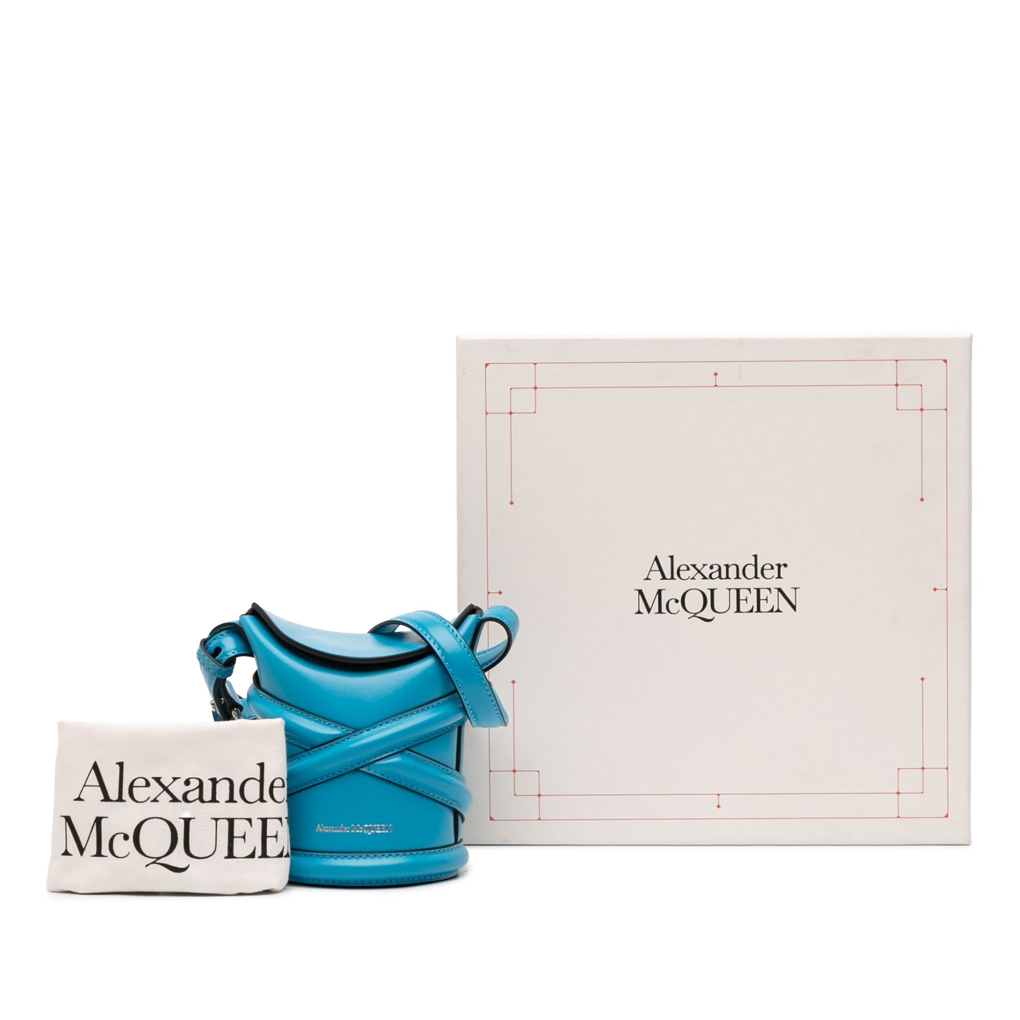 Alexander McQueen The Curve – Borsa a Secchiello in Pelle di Vitello Blu