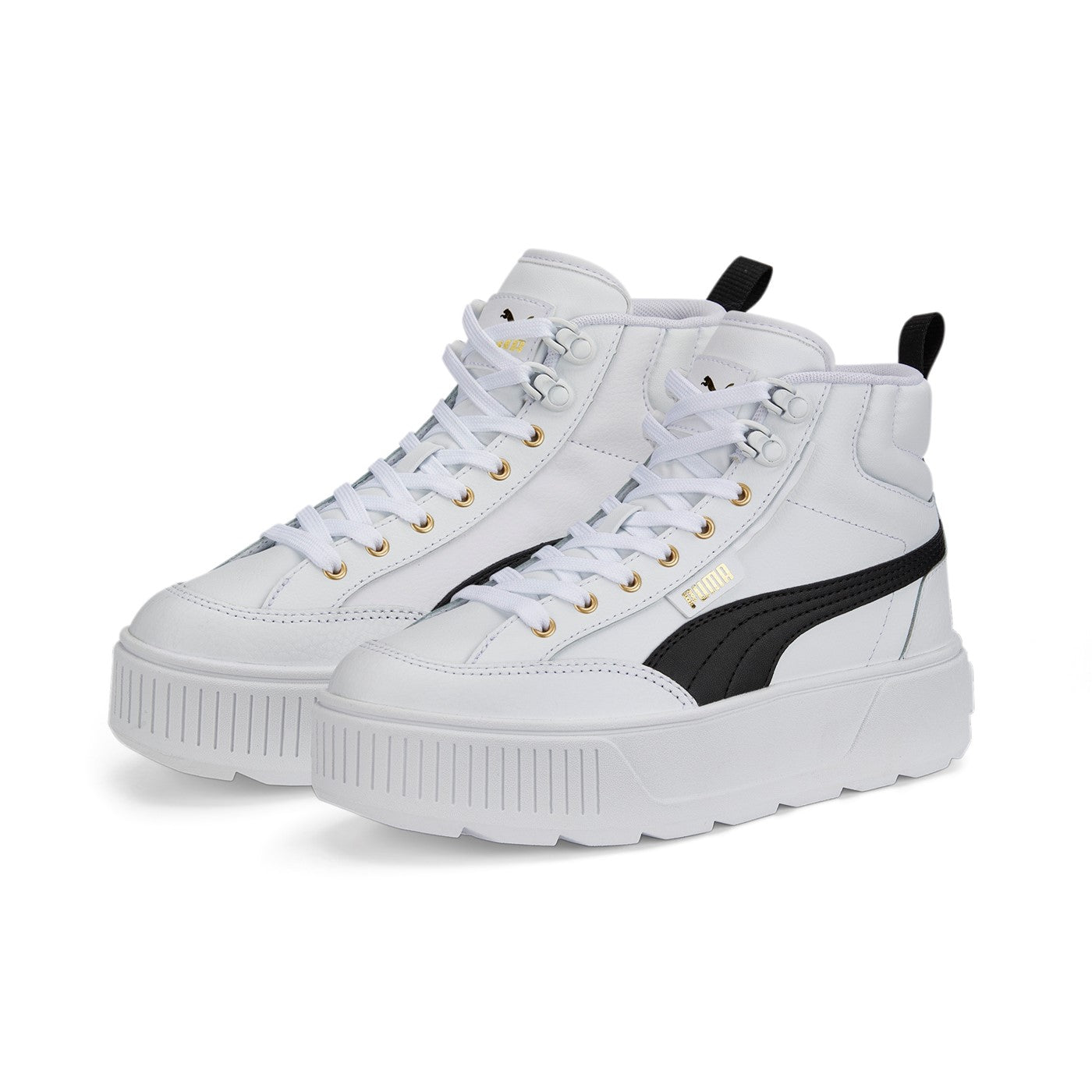 Puma scarpa sneakers da donna alta con zeppa Karmen Mid 385857 03 bianco nero