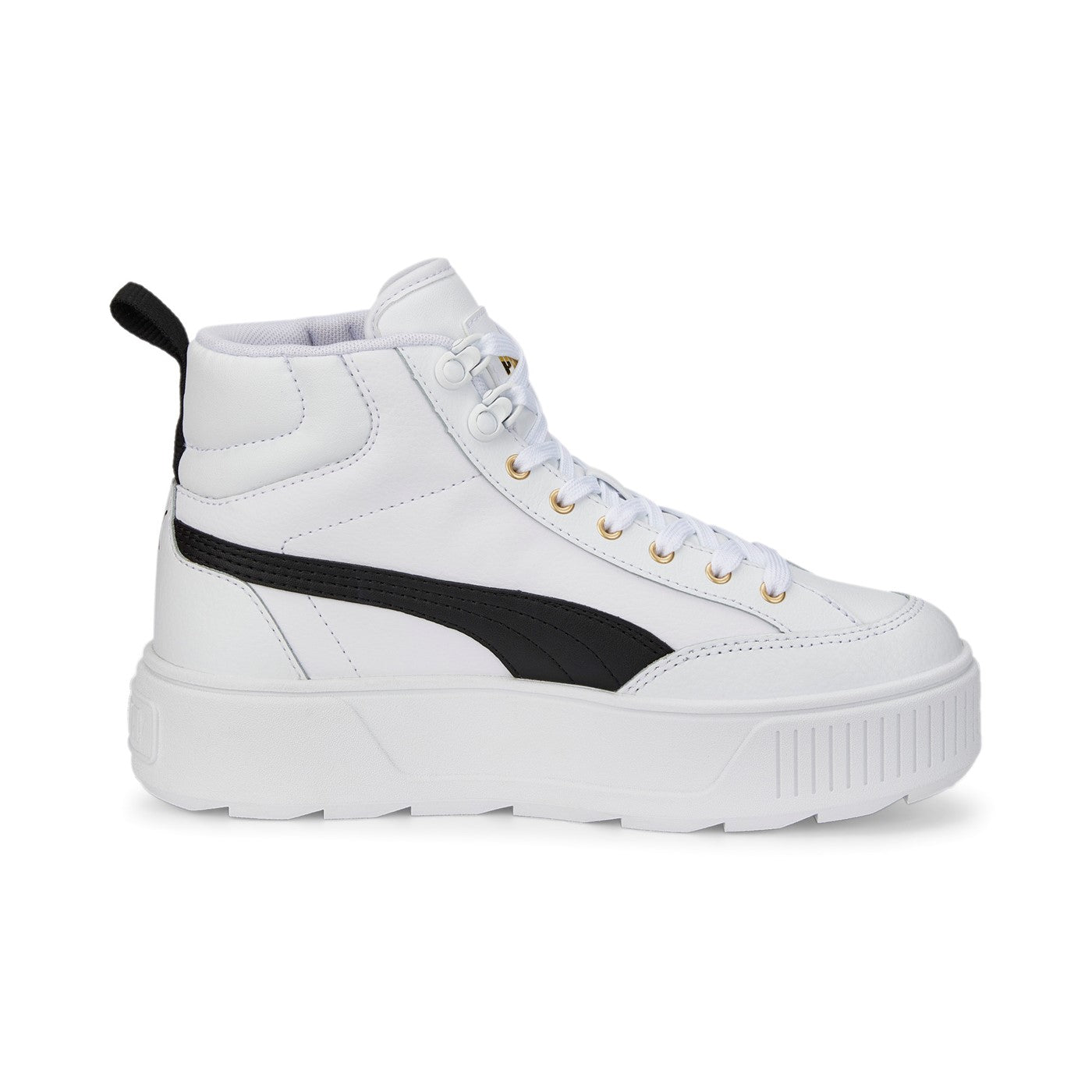 Puma scarpa sneakers da donna alta con zeppa Karmen Mid 385857 03 bianco nero