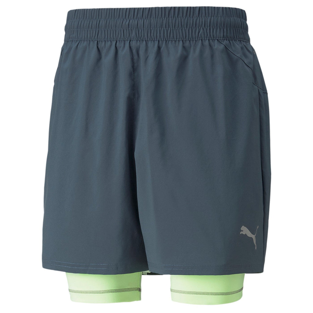Puma pantaloncino sportivo da corsa Run 2IN1 5" 521049-42 grigio-verde acido